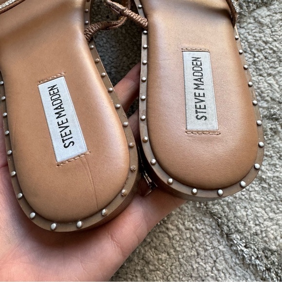 Steve Madden sandals LOOMI embellished Slip On 3 strap Rhinestone Studded 10 - Picture 7 of 15